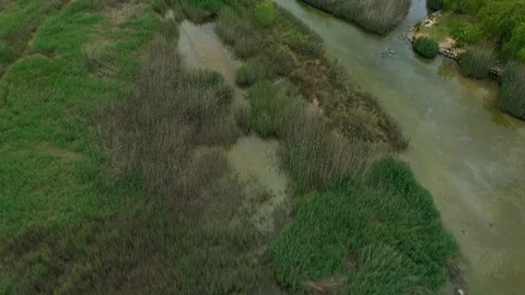 River dam in period of confinement spain valencia Stock Footage 130097556