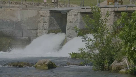 River Dam in Slow Motion Stock Footage 79459586