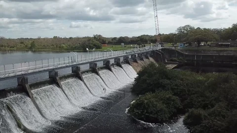River Dam Waterfall Drone Stock Footage 88963282