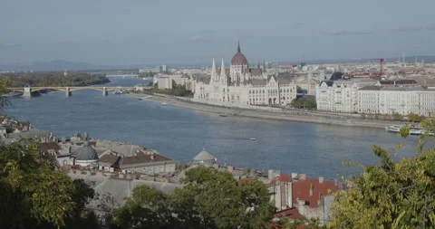 River Danube between Buda and Pest in Hungarian capital 4K slow-mo video Stock Footage 265342789