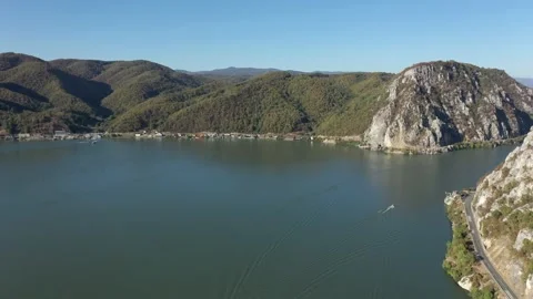 River Danube gorge Djerdap in Eastern Serbia 4K video Stock Footage 139473004