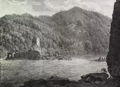 The river Danube in Lower Austria The eddy 1826 Austria The river Danube in Stock Illustration