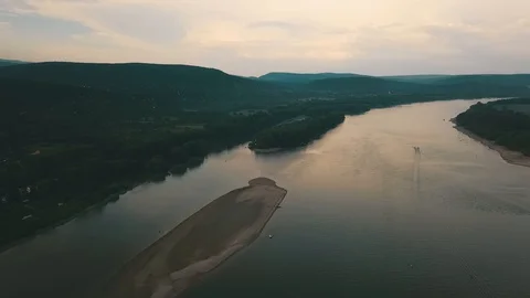 River Danube at sunset Stock Footage 94366803