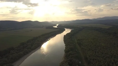 River Danube in the sunset | Stock Video | Pond5