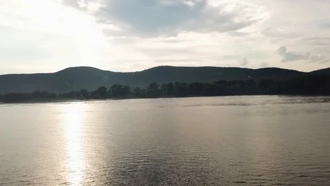 River Danube in teh sunset Stock Footage 94481305