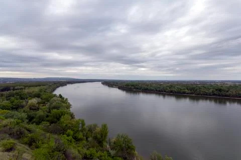 River Danube view from a cliff in Erd, Hungary Stock Photos