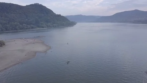 River Danube's beach Stock Footage 94367043