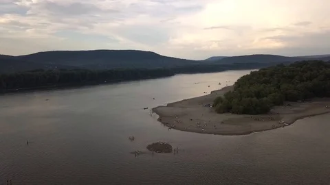 River Danube's litle islands. Stock Footage 94366832