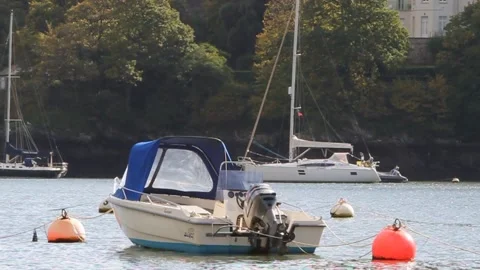 River Dart, Devon: Boat rides wave SUPER SLOMO x16 (MUTE) Stock Footage 141450755