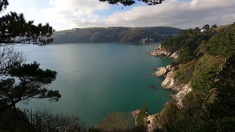 River Dart, Devon: Cruise boat and tidal ebb (TIMELAPSE, NO AUDIO) Stock Footage 123414005