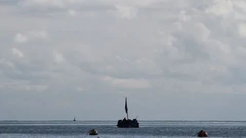 River Dart, Devon: Speeded up sequence, tourist boat at river mouth (MUTE) Stock Footage 141450742