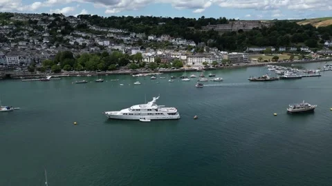 River Dart, S. Devon, England: DRONE VIEWS: Constance, Dartmouth &amp; Naval College Stock Footage 244935058