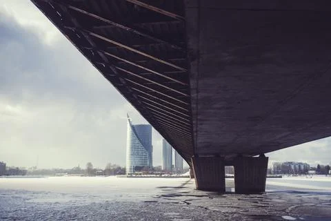 River Daugava in winter day Photos