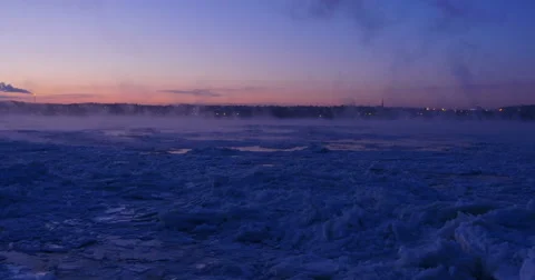 River at dawn winter very cold Stock-Footage 61016133