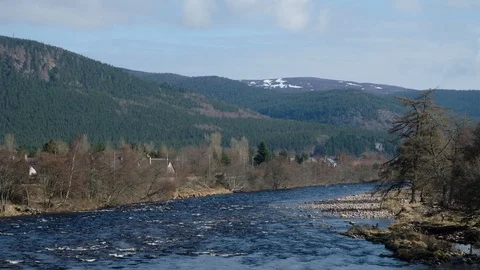 River Dee Ballater Scotland Stock Footage 91088558