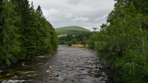 River Dee from Balmoral Bridge Stock Footage 158318281