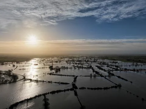 River Dee Flooding, Holt, Wrexham Stock Photos