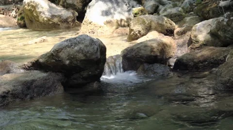 River deep in mountain forest. Nature composition. Stock Footage 48061700