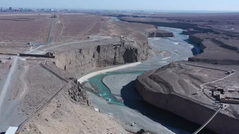 A river deeply embedded in the ground Stock Footage 157045845