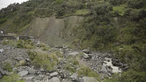 River descending from the mountain surrounded by vegetation, Tunari, Cochabamba Stock Footage 272345410
