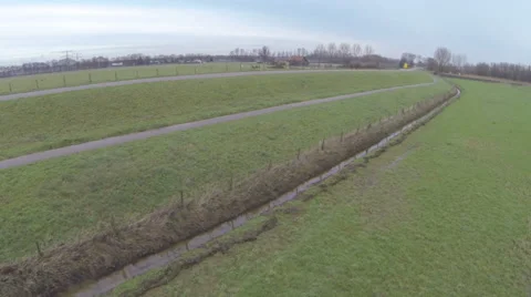 River dikes in the Netherlands from the air Stock Footage 48809147
