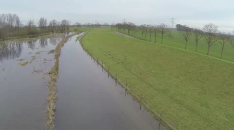 River dikes in the Netherlands from the air 스톡 동영상 48809282