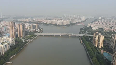 River diverges in two directions, forming an island in the middle. Stock Footage 113801260