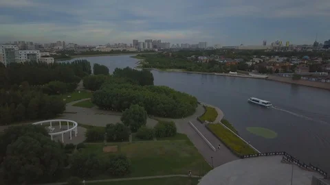 The river divides the city into two banks, Astana Stock Footage 102393385