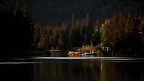 River with dock in distance Stock Footage 101987840