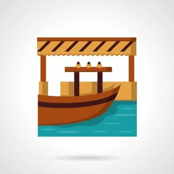 River dock flat color vector icon Stock Illustration