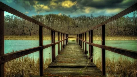 River Dock HDR Time Lapse Stock Footage 93782523