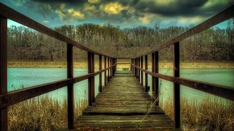 River Dock HDR Time Lapse Stock Footage 99117741