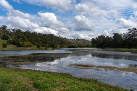 River with dramatic sky Stock Photos