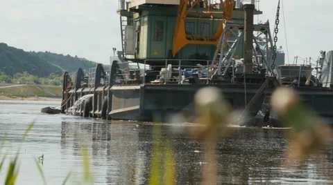 River dredging works Video stock 64480115