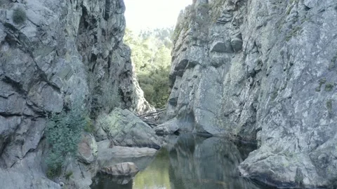 RIVER DRONE DOWNSTREAM ROCKS AND NATURE PORTUGAL Stock Footage 163145823