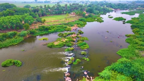 River - Drone View - Backwards Video stock 254275933