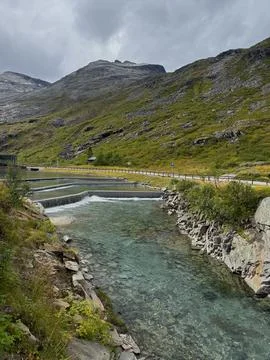 River with drops on Trollstigen Stock Photos