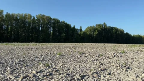 River in Drought Conditions due to global warming and climate change Stock Footage 203900807