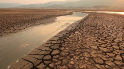 River drying with dry land Video stock 219841254