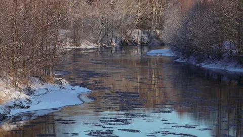 River during the ice drift. Spring in Russia. 動画素材 143854058