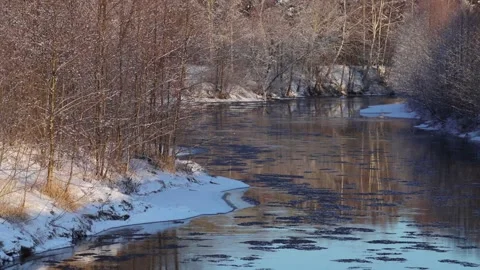 River during the ice drift. Spring in Russia. 動画素材 143854150