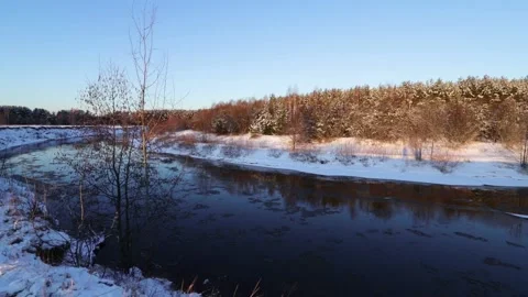 River during the ice drift. Spring in Russia. Stock Footage 143854285