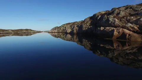 River during the water surface along the water stones, bird flies over the river Stock Footage 75465298