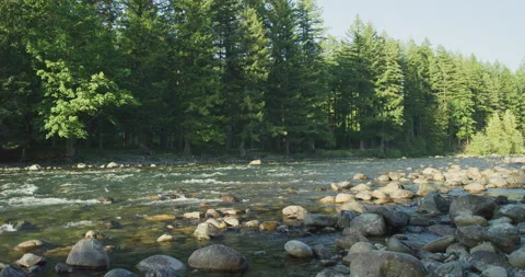 River at dusk slow pan Video stock 157305678