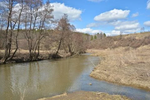 River in early spring. Stock Photos