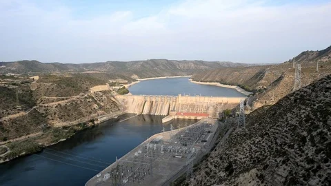 The river Ebro on its way through Mequinenza, Aragon Stock Footage 81746736