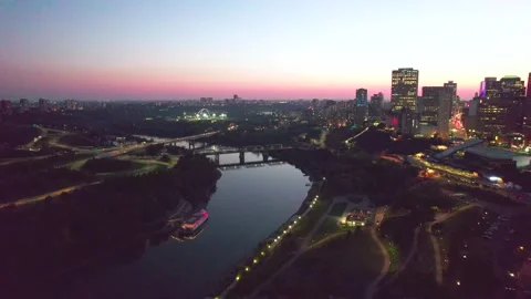 River in Edmonton after Sunset Stock Footage 250373519