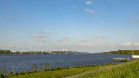 River Elbe at dusk time lapse Stock Footage 108507892