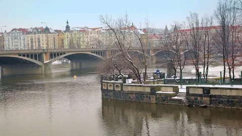 River embankment. Prague Stock Footage 69214958