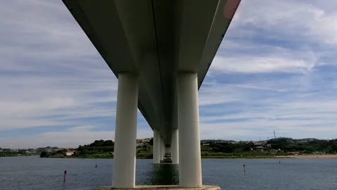 River Embrace Under the Bridge Perspective Stock Footage 278218919